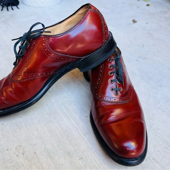 VTG Hanover Shell Cordovan Saddle Shoes Mens 12 Brown Made In USA